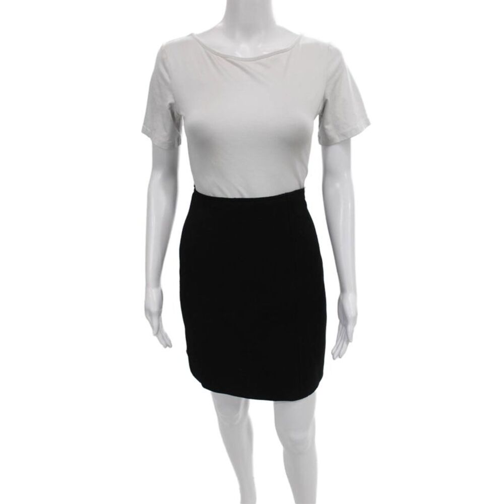 Jil Sander Navy Women Straight Pencil Black Wool Knee Length Skirt Size 40